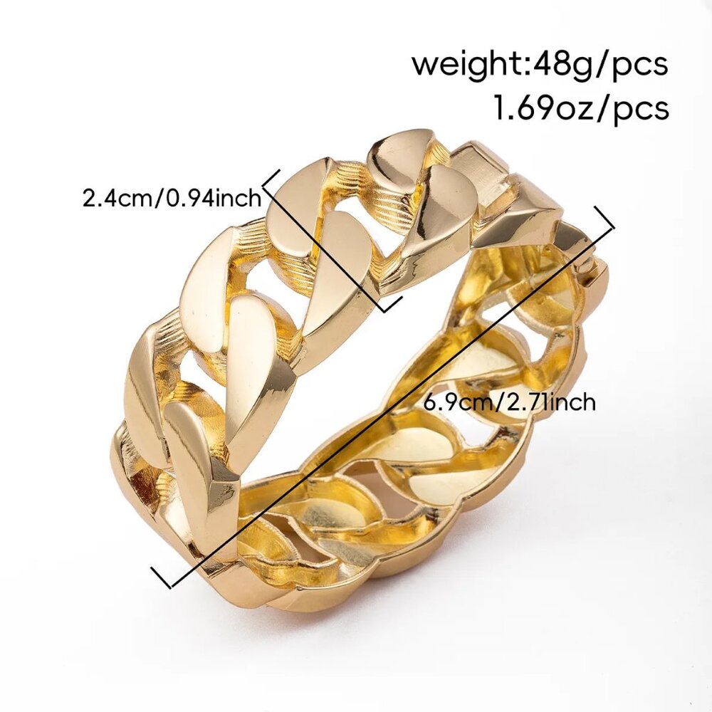 Cuban Link Bracelet Silver Tone Classic Style Wide OS New - Picture 8 of 10